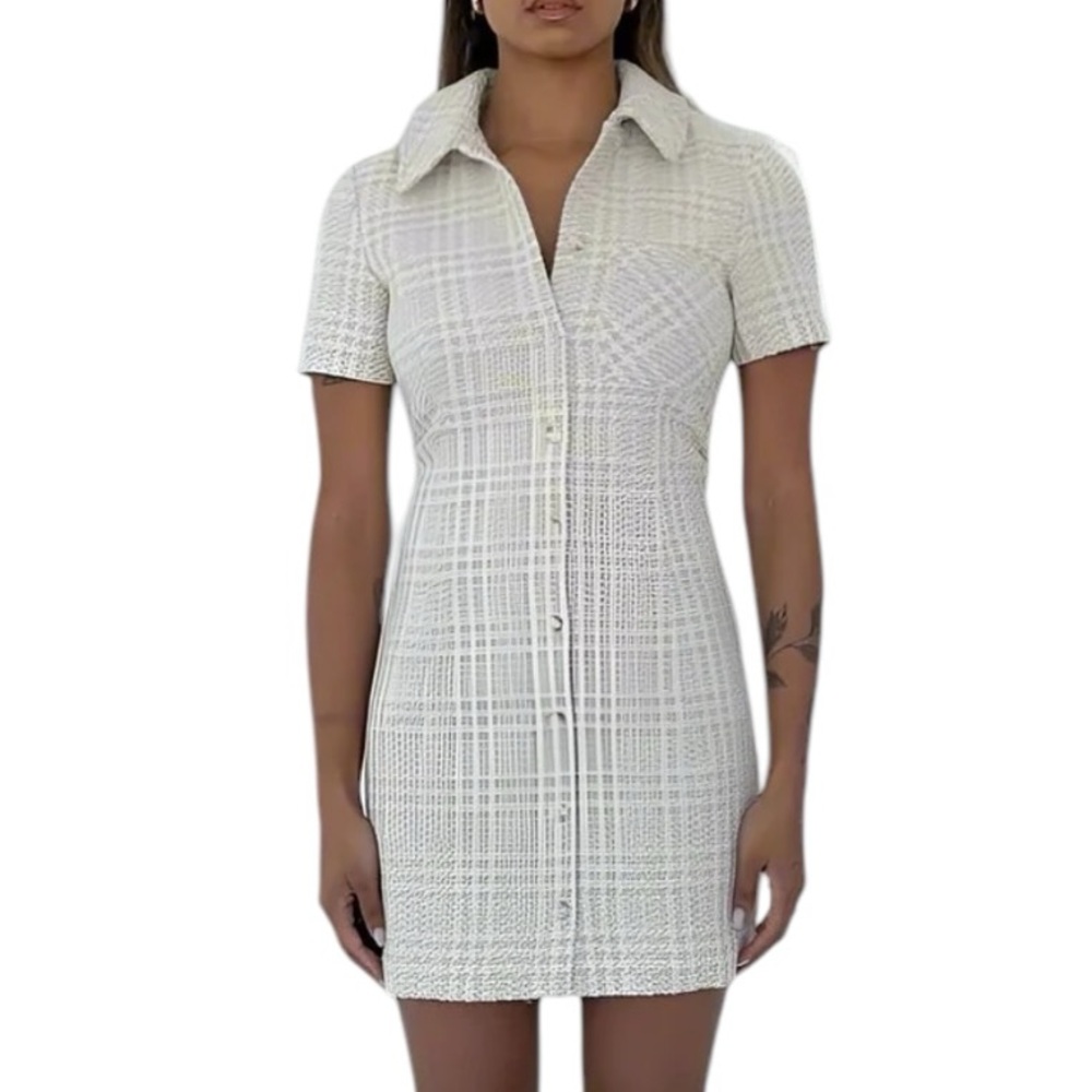 Rumored 'Notting Hill' Beige Glen Plaid Mini Dress 10 New with Tag